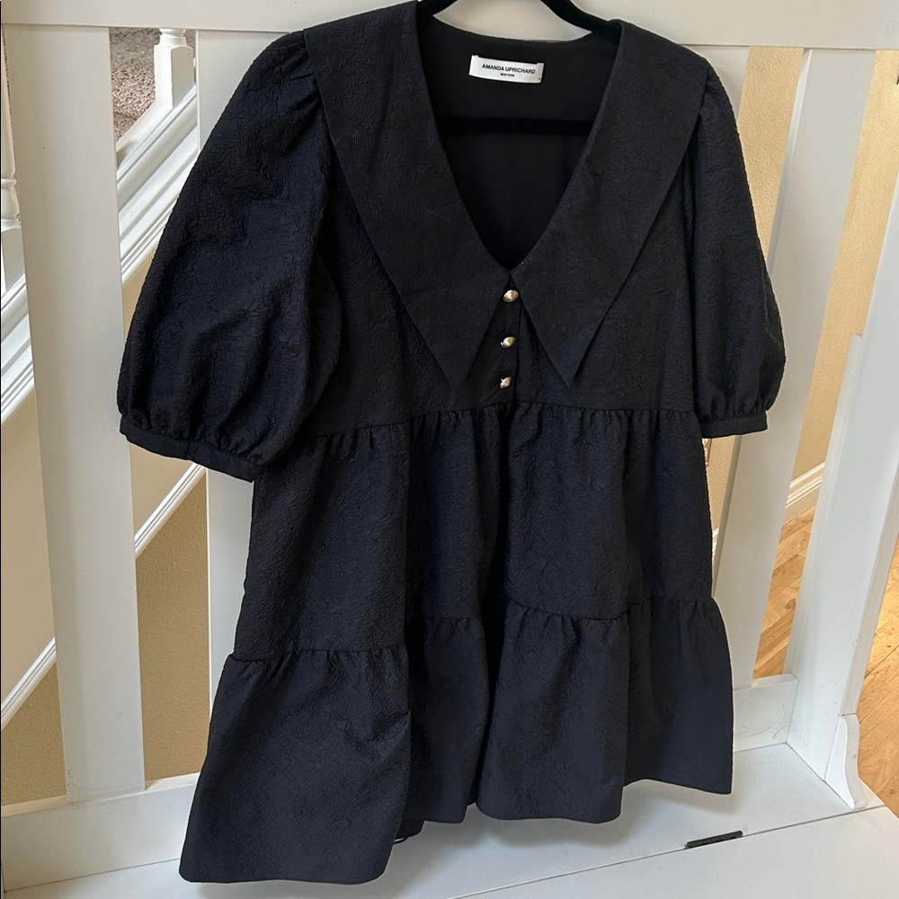 AMANDA UPRICHARD/ REVOLVE Evangeline dress in eclipse black puff sleeve - Picture 4 of 7